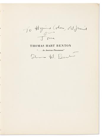 BENTON, THOMAS HART. Group of 17 items Signed, or Inscribed and Signed, Thomas H. Benton or Tom or T, to collector Hyman Cohen, i